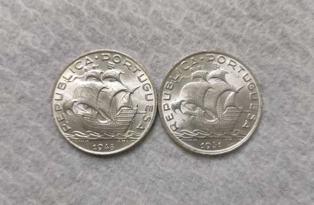 Moedas de 5$ 1948 + 1951 - Prata SOBERBAS