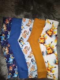 Rozmiar 92 5 x nowe legginsy spodnie getry dresowe Bluey Pikachu