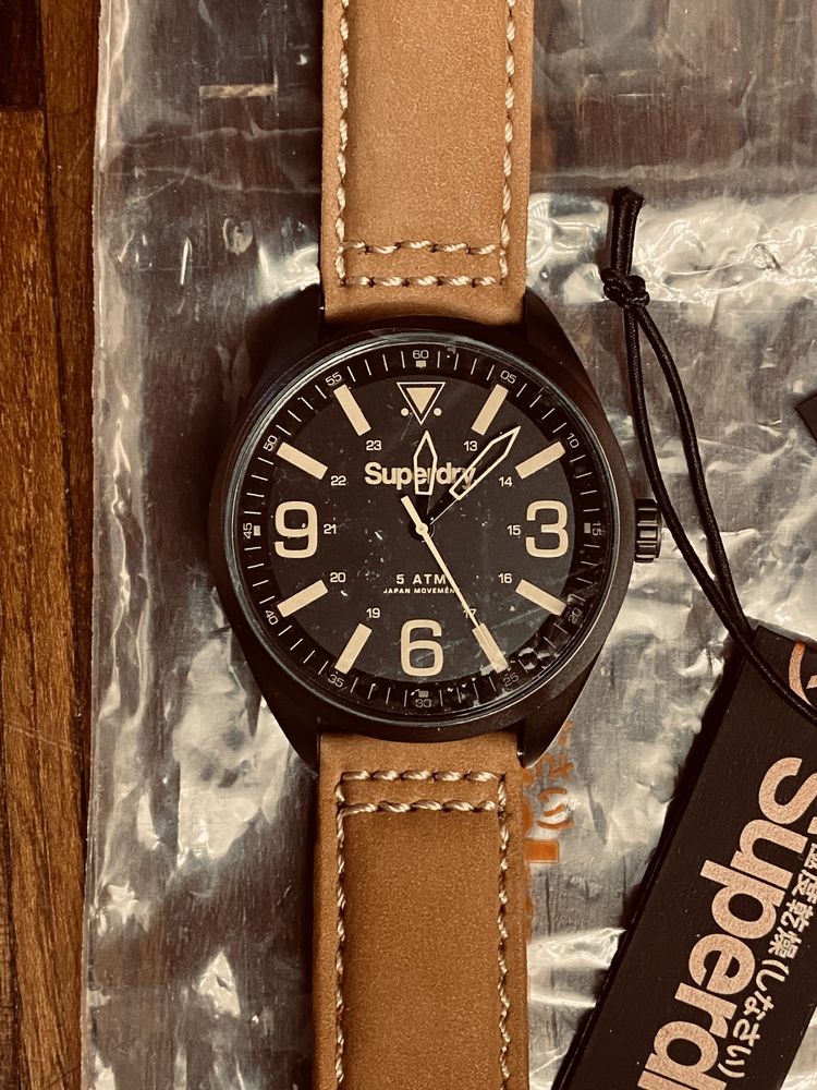 Zegarek pilota militarny SuperDry SYG199TB skóra 45mm Prezent oryginał