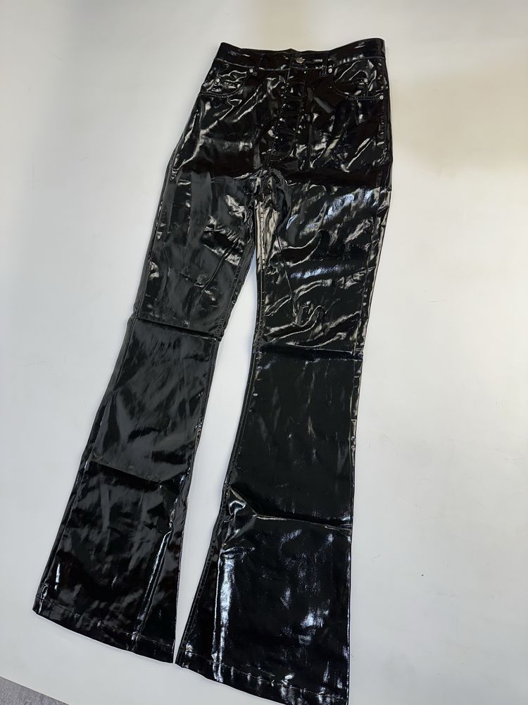 Rick Owens клеш штаны кожаные leather drkshdw banana opium archive