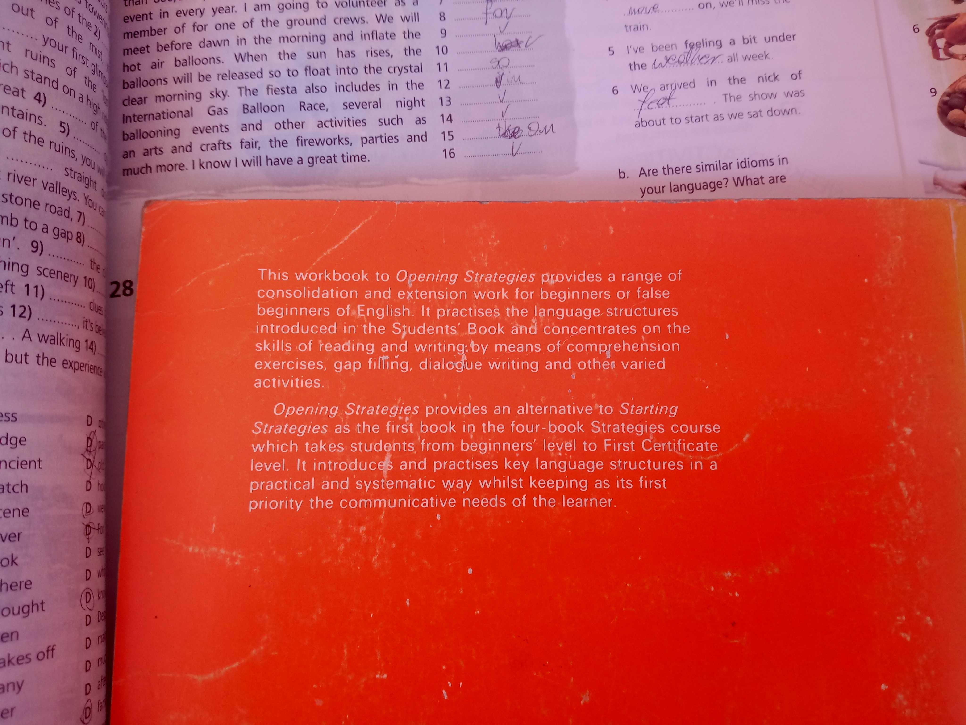 Opening Strategies, Workbook New Headway, Intermediate B2