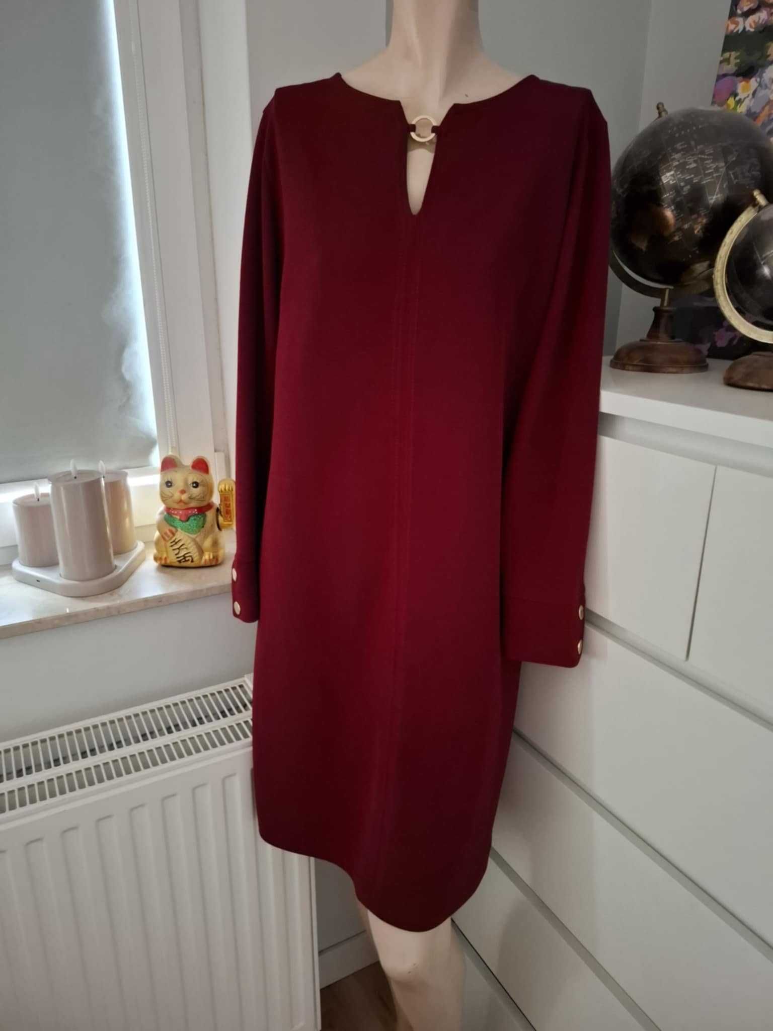 44 Wallis wizytowa elegancka bordowa burgundowa sukienka wieczorowa