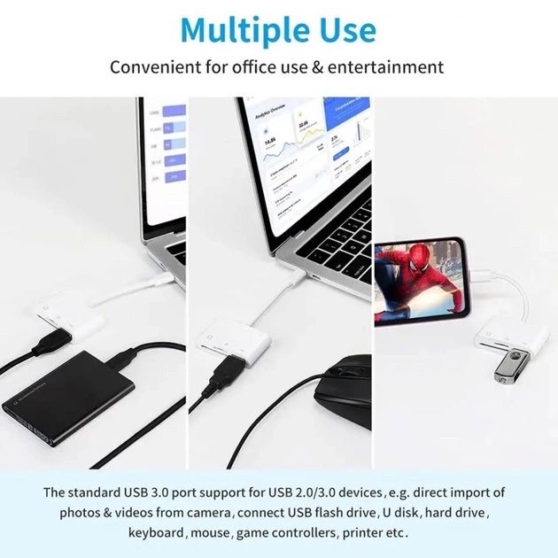 Переходник для Type-C на USB и SD/TF для USB-C на флешку и SD TF