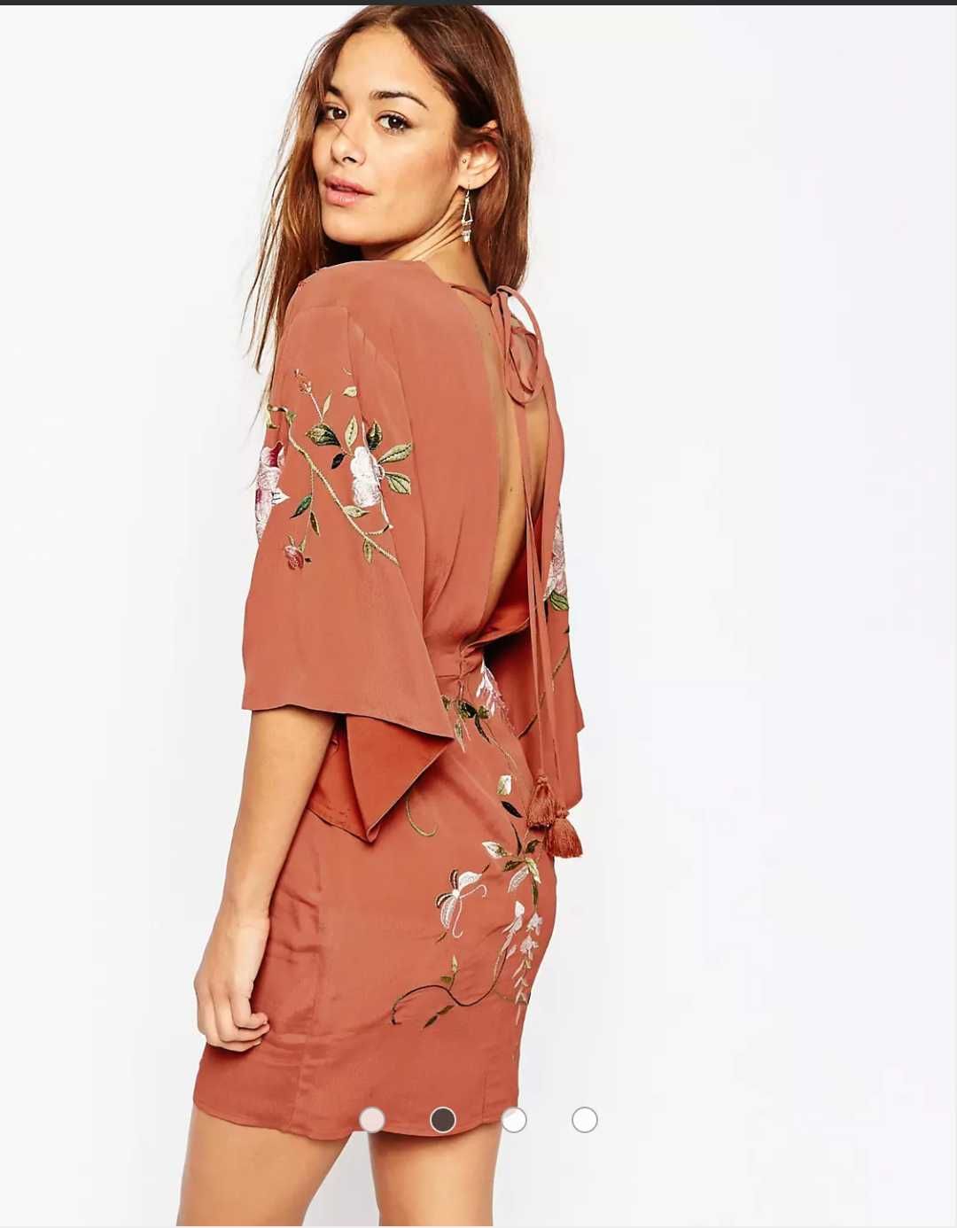 ASOS petite xxs boho hippie niepowtarzalna mini, kimonowe rekawy