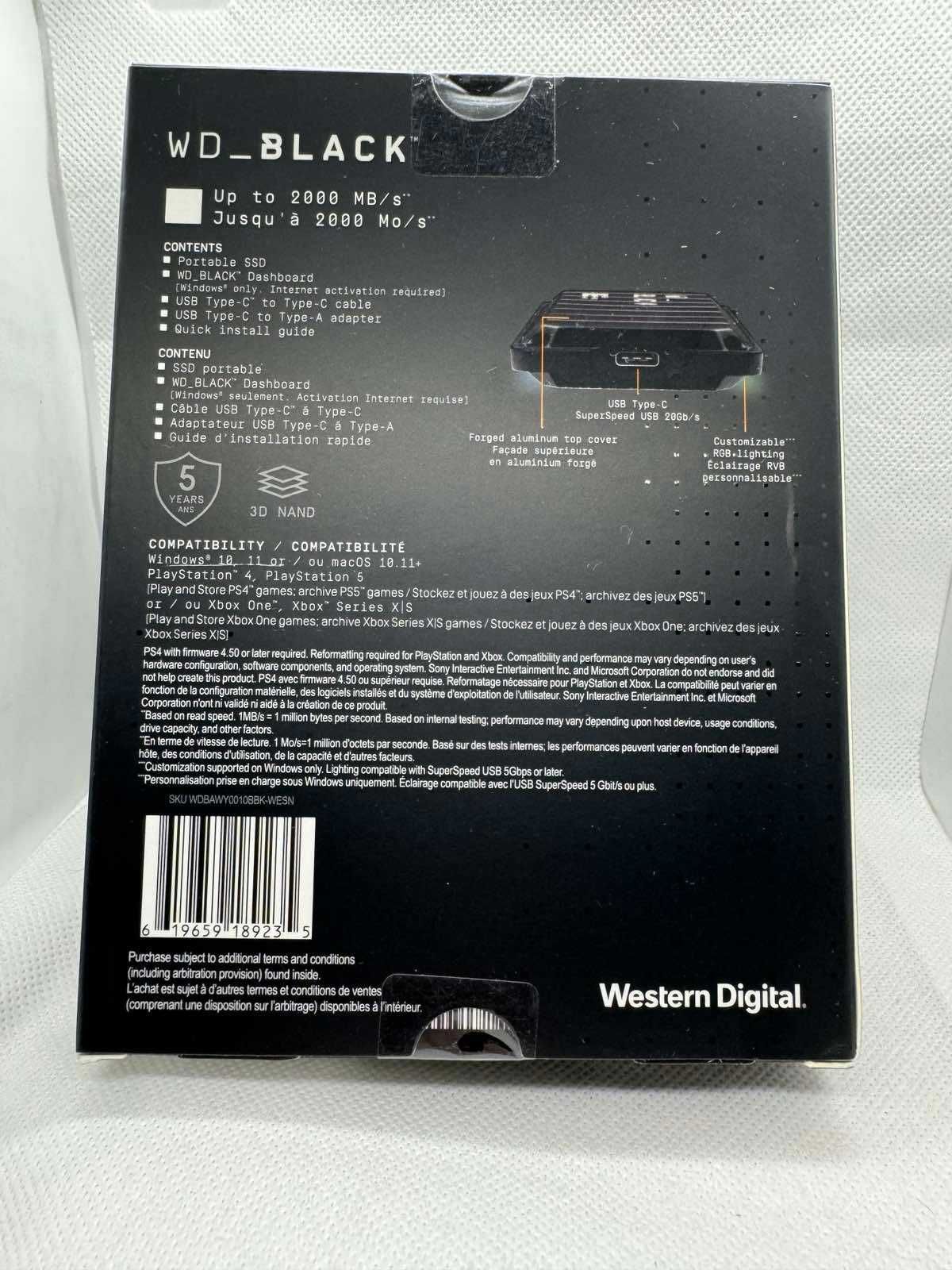 WD Black P40 Game Drive 1 TB (WDBAWY0010BBK-wesn) SSD накопитель НОВЫЙ