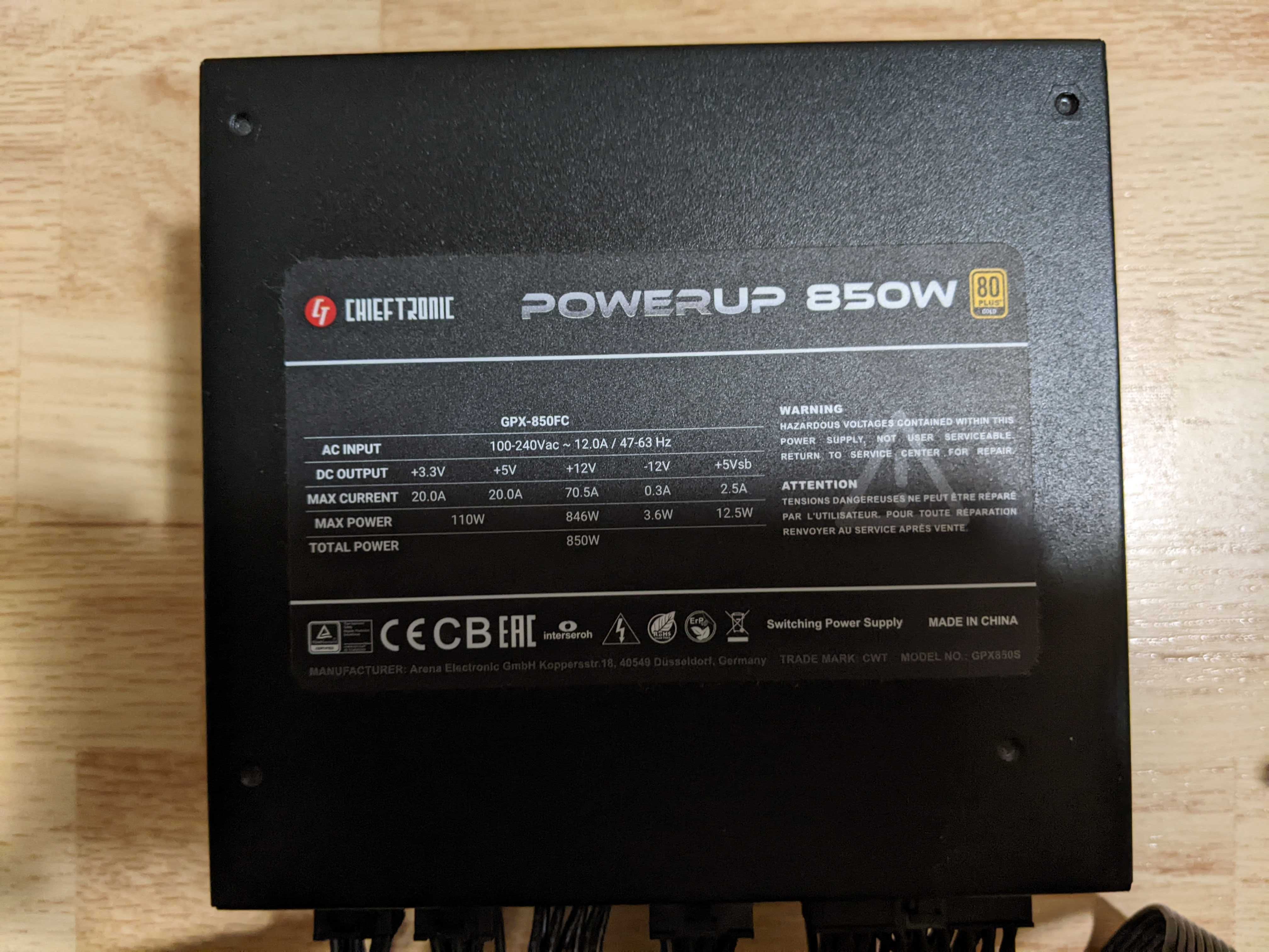 Блок живлення Chieftec Chieftronic PowerUp GPX-850FC 850W 80PLUS Gold