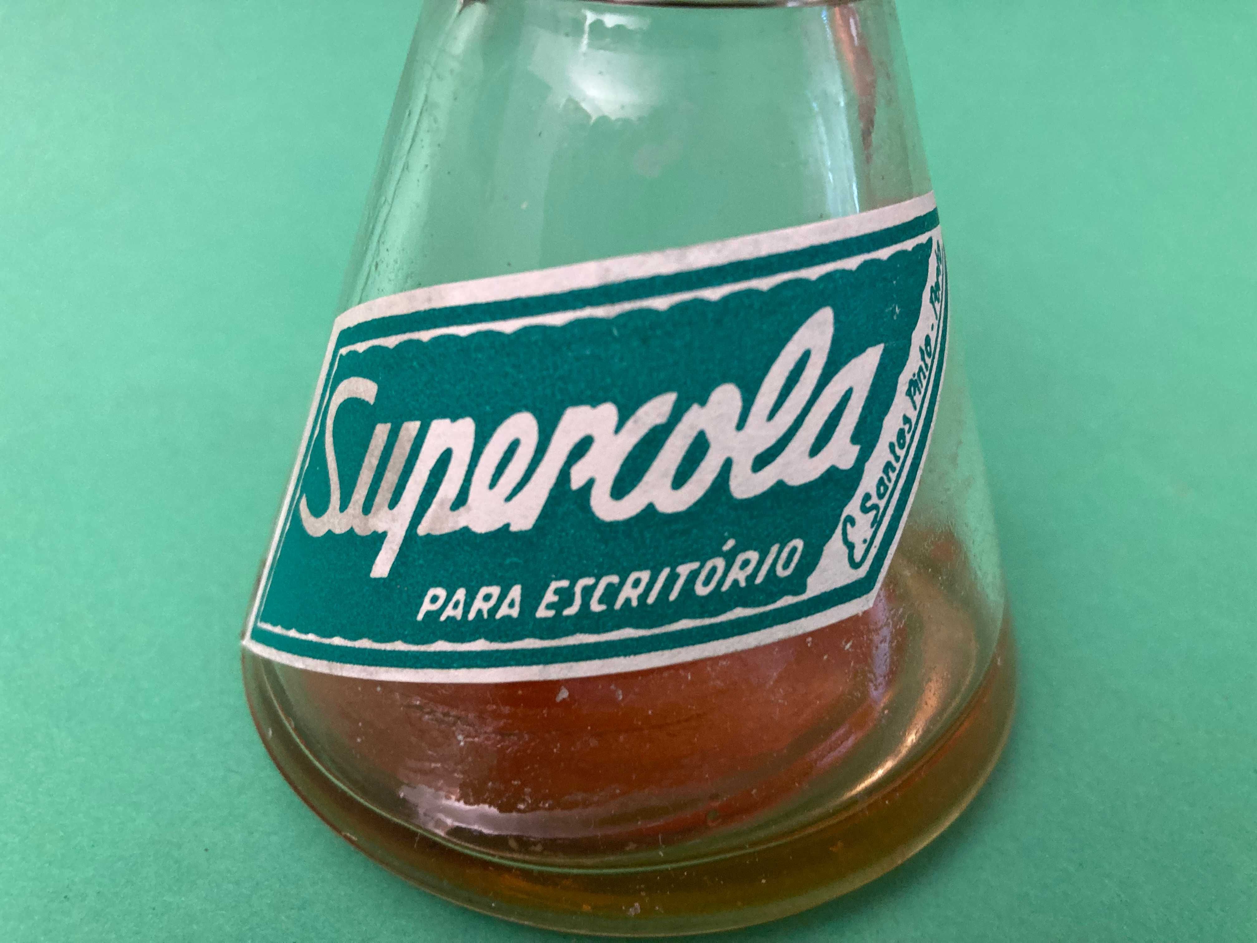 Frasco em vidro de Cola Supercola Anos 60/70 tamanho grande