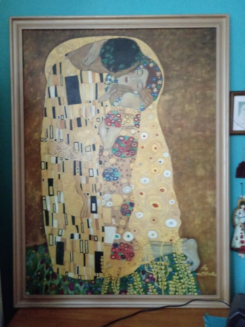 Sprzedam obraz olejny , Pocałunek' - kopię wg G. Klimta; 89x119cm