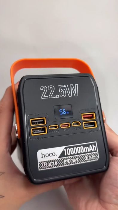 Павербанк hoco 100 000mAh(22.5w)+ потужний ліхтар