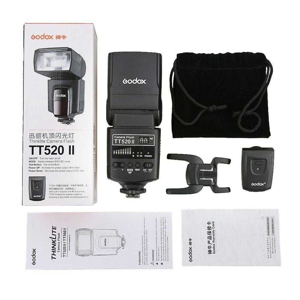 Godox TT520 II спалах + синхронізатор +щітка+кейс+розсіювач | вспышка