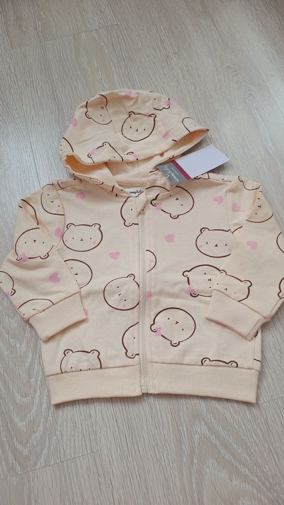 Bluza z kapturem, zapinana, misie, nowa, r.74 Sinsay