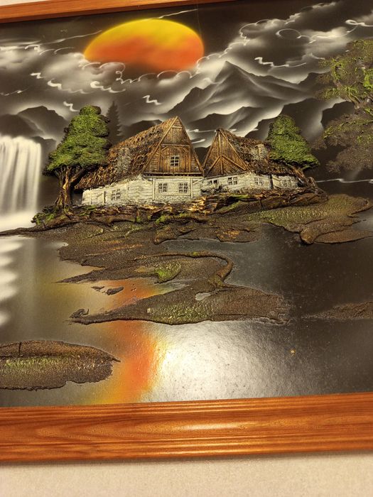 Obraz duży na ścianę w ramie drewnianej