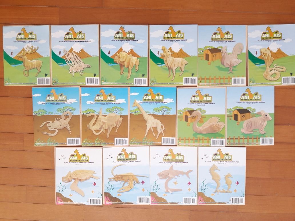 Puzzle 3D em Madeira - Animais no Reino da Fantasia