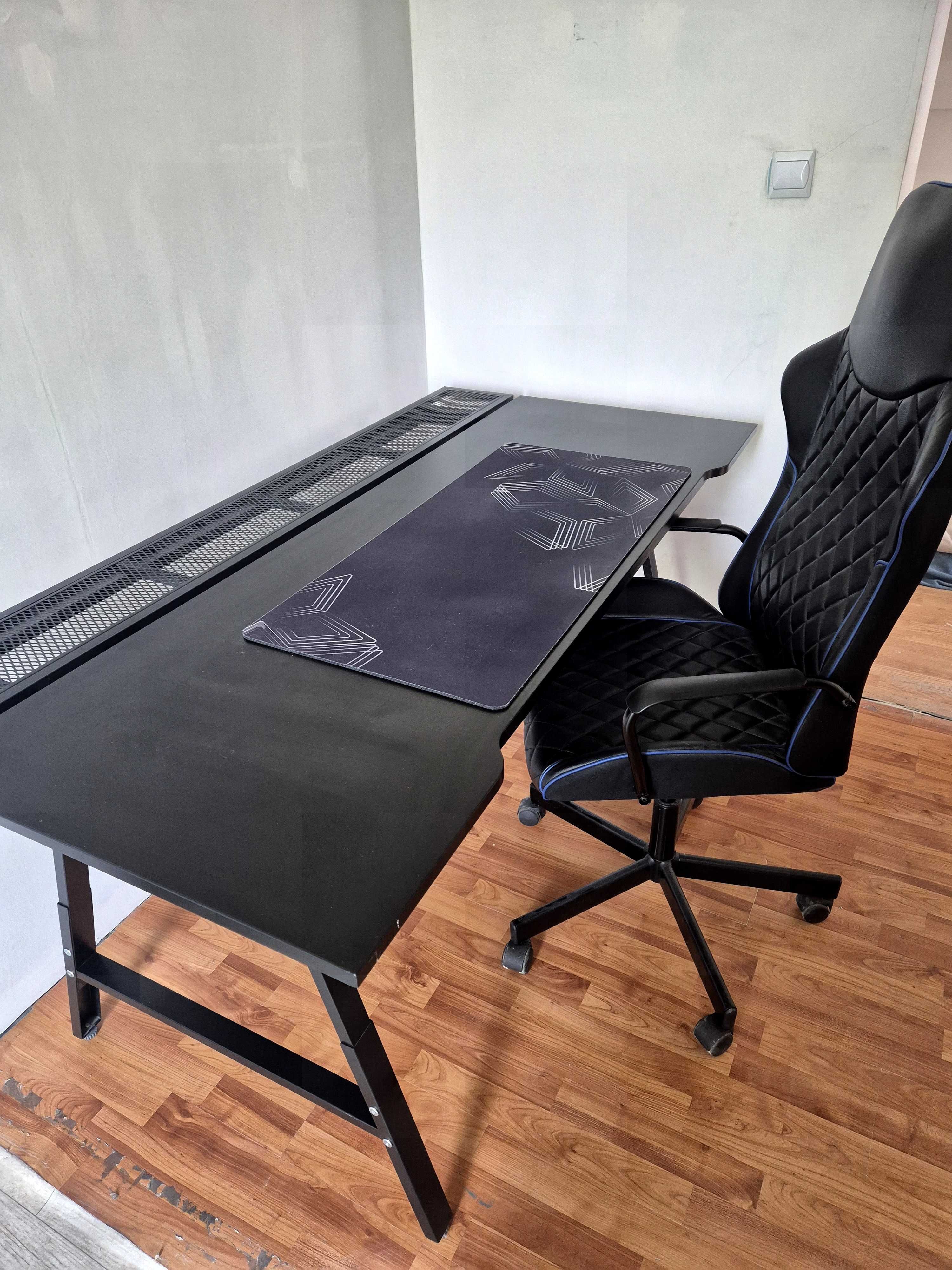 Biurko gamingowe czarne + krzesło IKEA