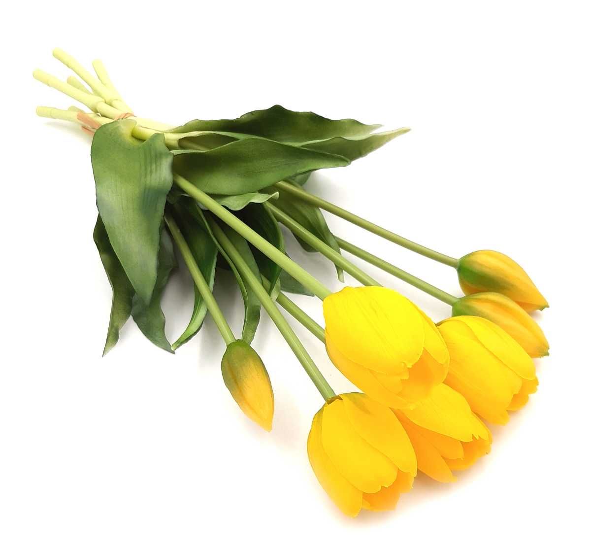 Tulipany silikonowe żółte bukiet 7szt sztuczne tulipany w bukiecie