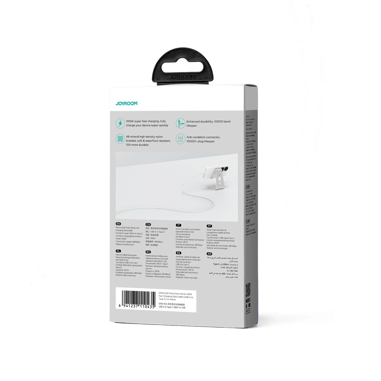 Kabel Joyroom Multi-Color Series S-A34 Usb-A / Usb-C 100W 1M - Biały