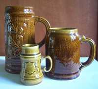 3 stare kufle ceramiczne