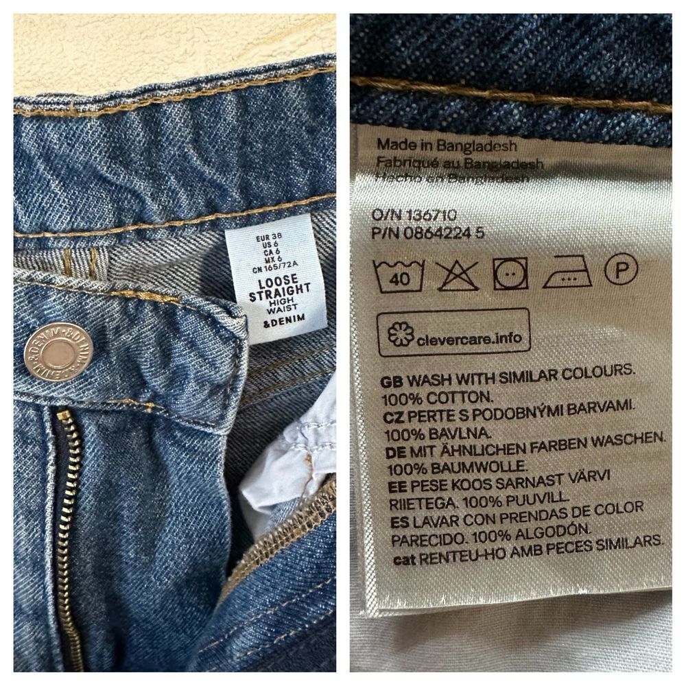 Прямые широкие джинсы H&M Loose Straight High Waist eu38 р.