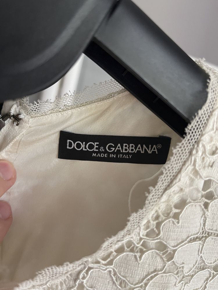 Koronkowa sukienka Dolce&Gabbana rozm 44(IT) 38(PL) biała beżowa off w