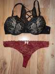Czarny seksowny biustonosz z koronki Hunkemöller  75B  stringi gratis