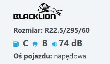 295/60R22.5 Opona ciężarowa BlackLion BD177 Napędowa