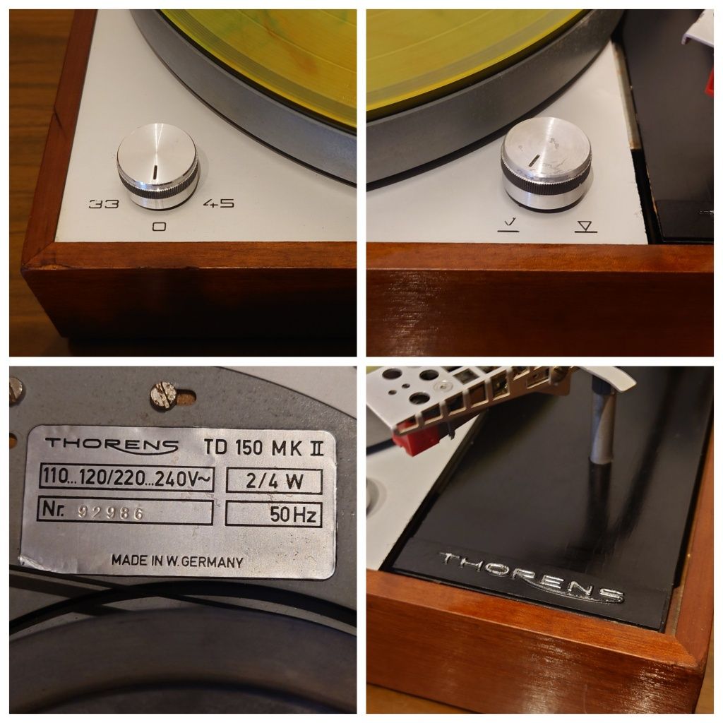 Thorens TD150 mk2, gramofon manualny, drewno, vintage lata 60te