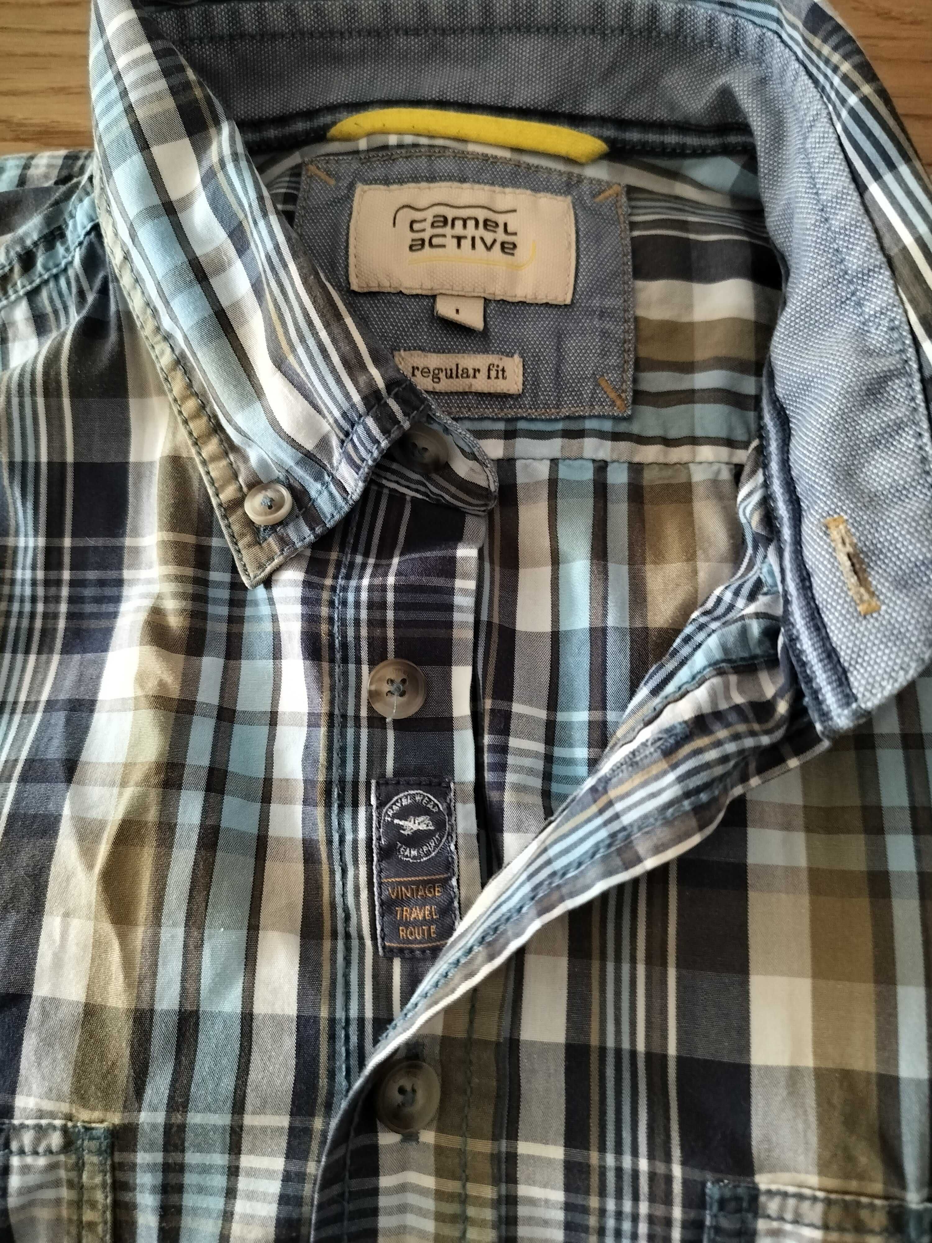 Camel Active koszula męska L kratka regular fit 42 idealna logowana