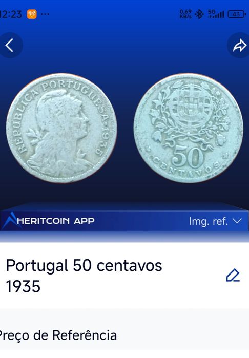 2 moedas de 50 centavos