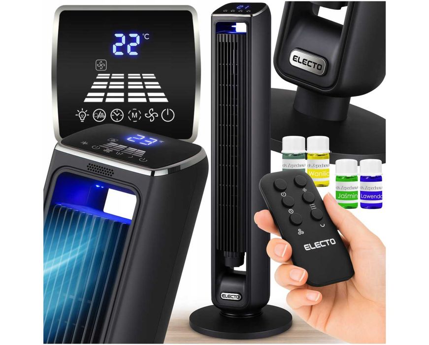 Mocny Wentylator Kolumnowy Cichy Wiatrak Stojący Jonizacja + Pilot XXL