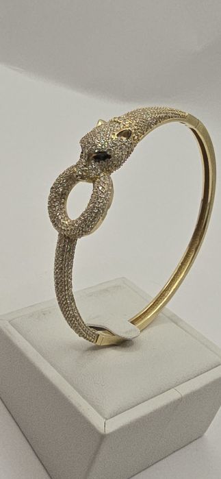 Bransoletka z kotem w cyrkoniach Cartier zloto 585 nowa
