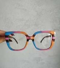 Okulary duże kwadratowe okulary damskie kolorowe Retro vintage zerówki