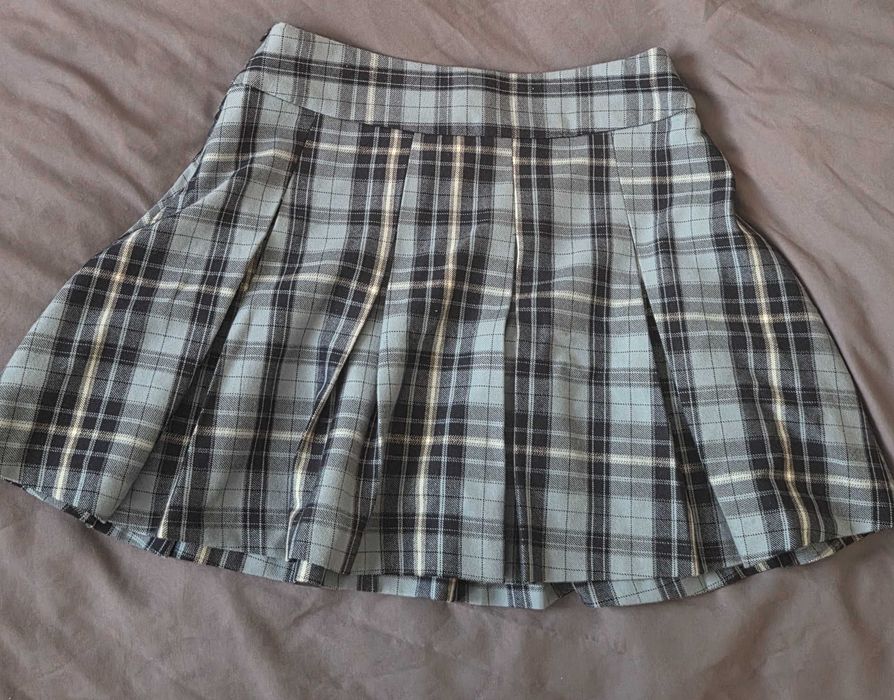 Niebiesko-czarno-klatkowa spódnica tenisowa