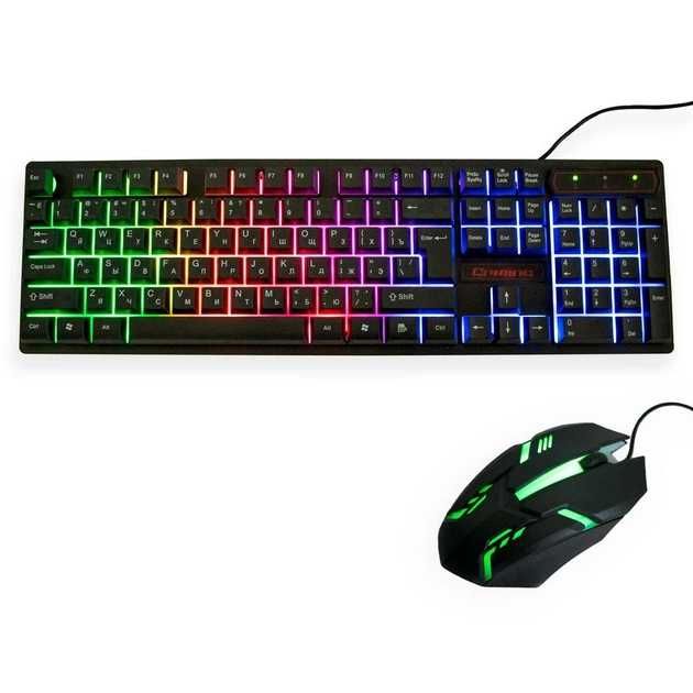 Комплект с подсветкой KR-6300TZ (KB+Mouse), USB, (Eng / Pyc), Box