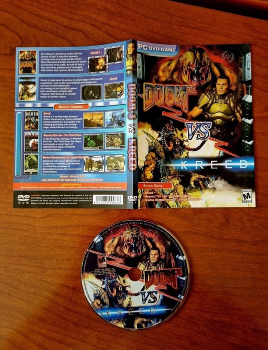 Doom 3 VS Kreed jogos PC bootleg DVD-ROM computador vintage