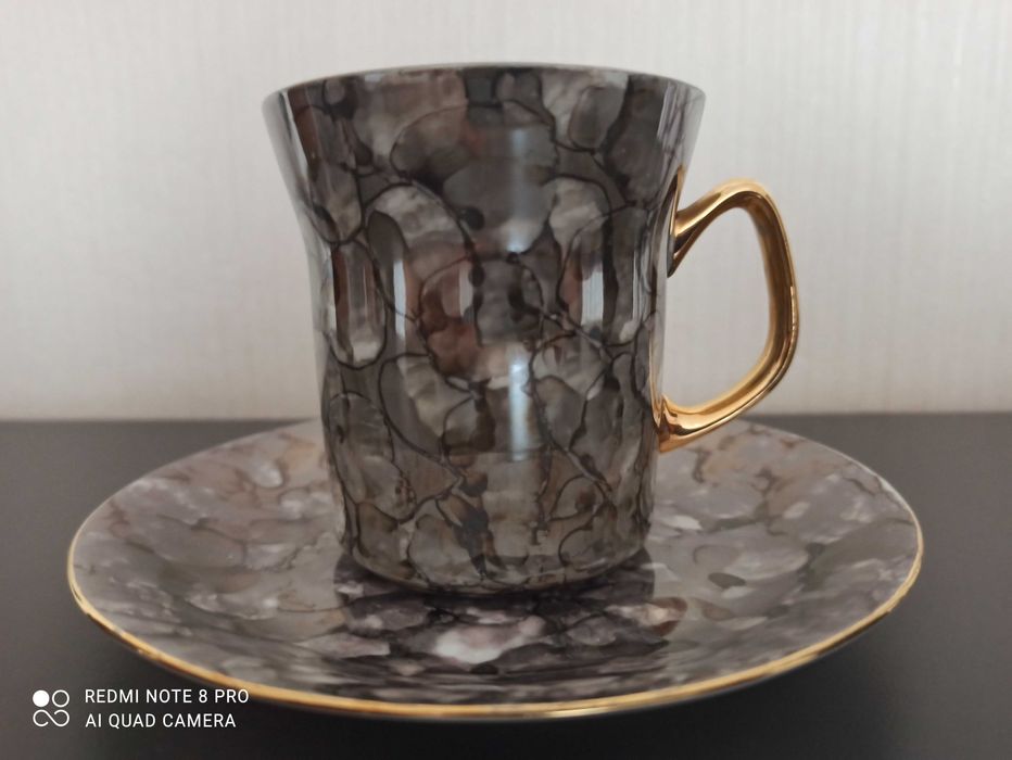 Filiżanka, spodek Aleksander, porcelana Włocławek