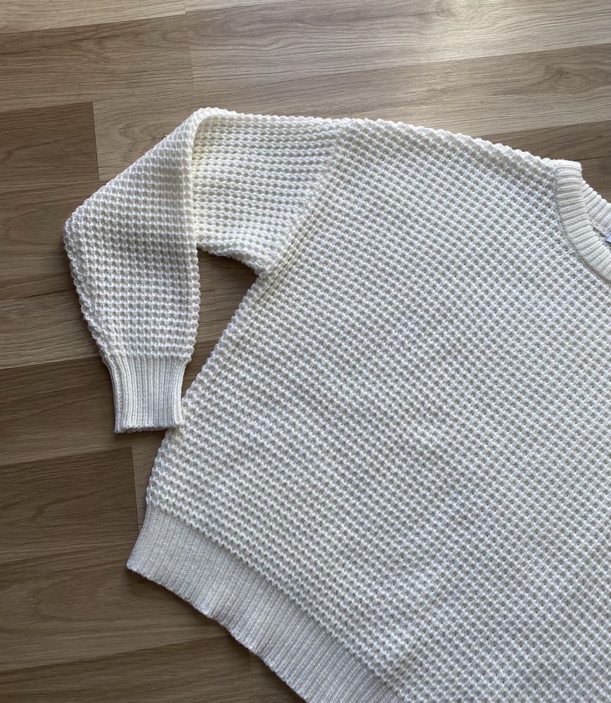Kremowy sweter pleciony ażurowy gruby oversize NA-KD XS uniwersalny