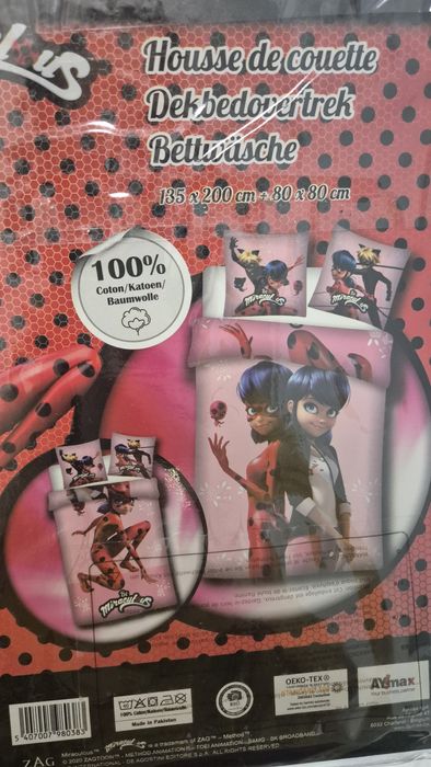 Posciel 135×200  pizamki muraculous biedronka i czarny kot 122/128
