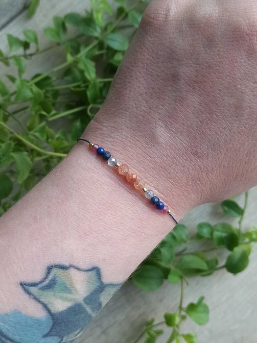 Bransoletka na szczęście, na sznurku, kamienie, amulet