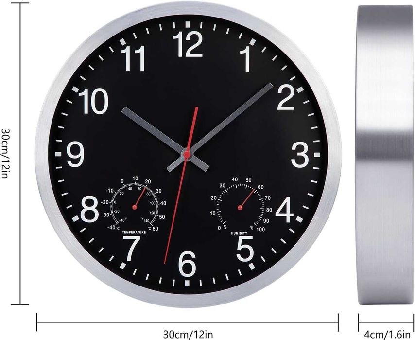 Zegar ścienny do ogrodu z termometrem i higrometrem.