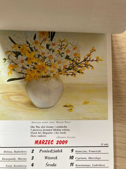 Reprodukcje obrazów malowane stopą,ustami.Kartki Kalendarze