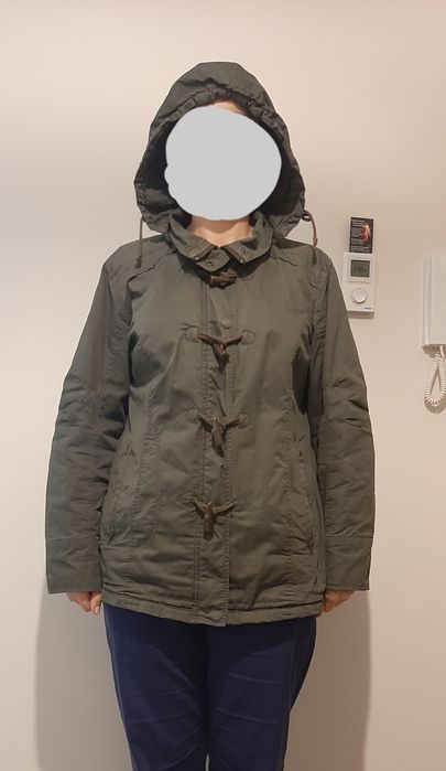 Kurtka wiosenna jesienna zielona khaki oliwkowa z kapturem XXL