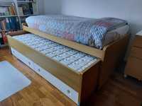 Dupla cama individual com gavetao 195×095 em madeira