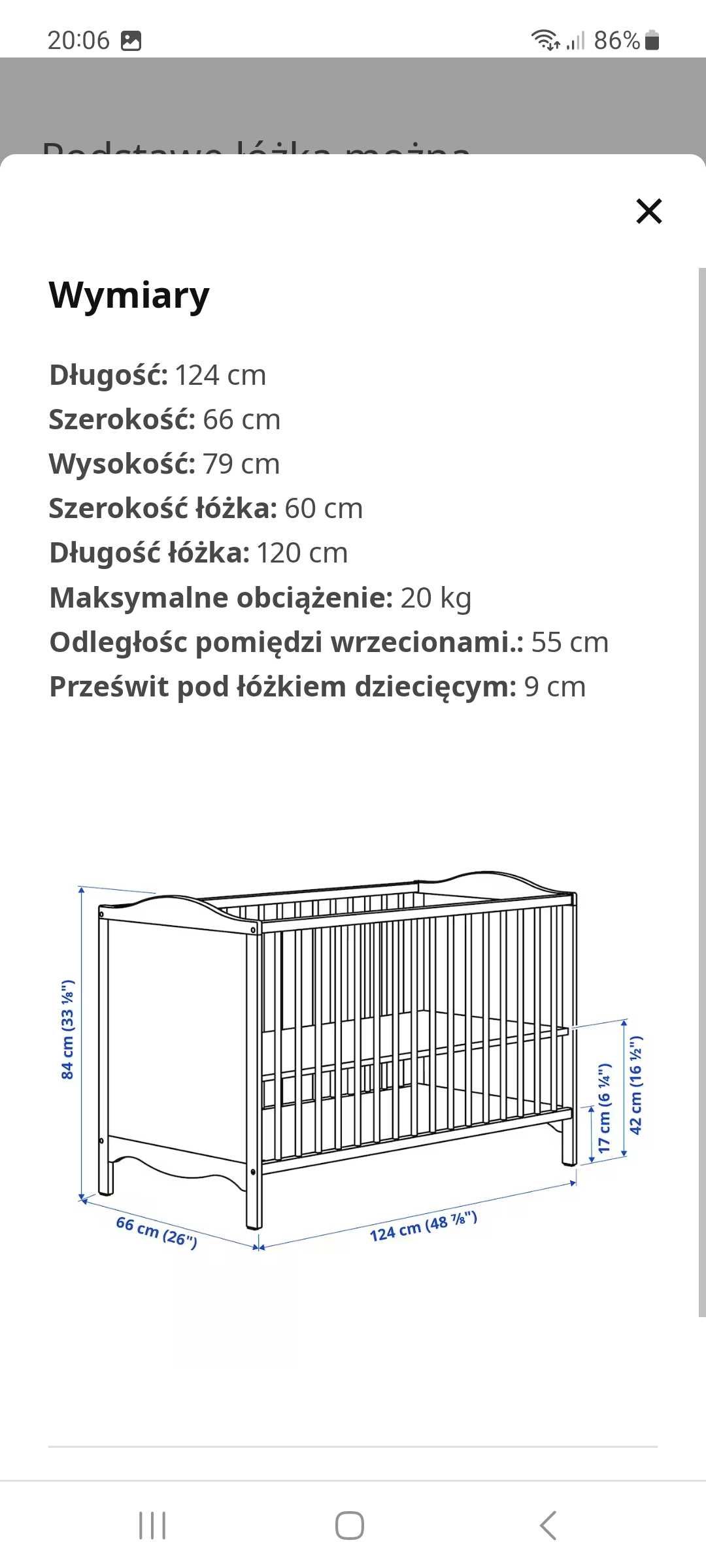 Łóżeczko niemowlęce 120x60