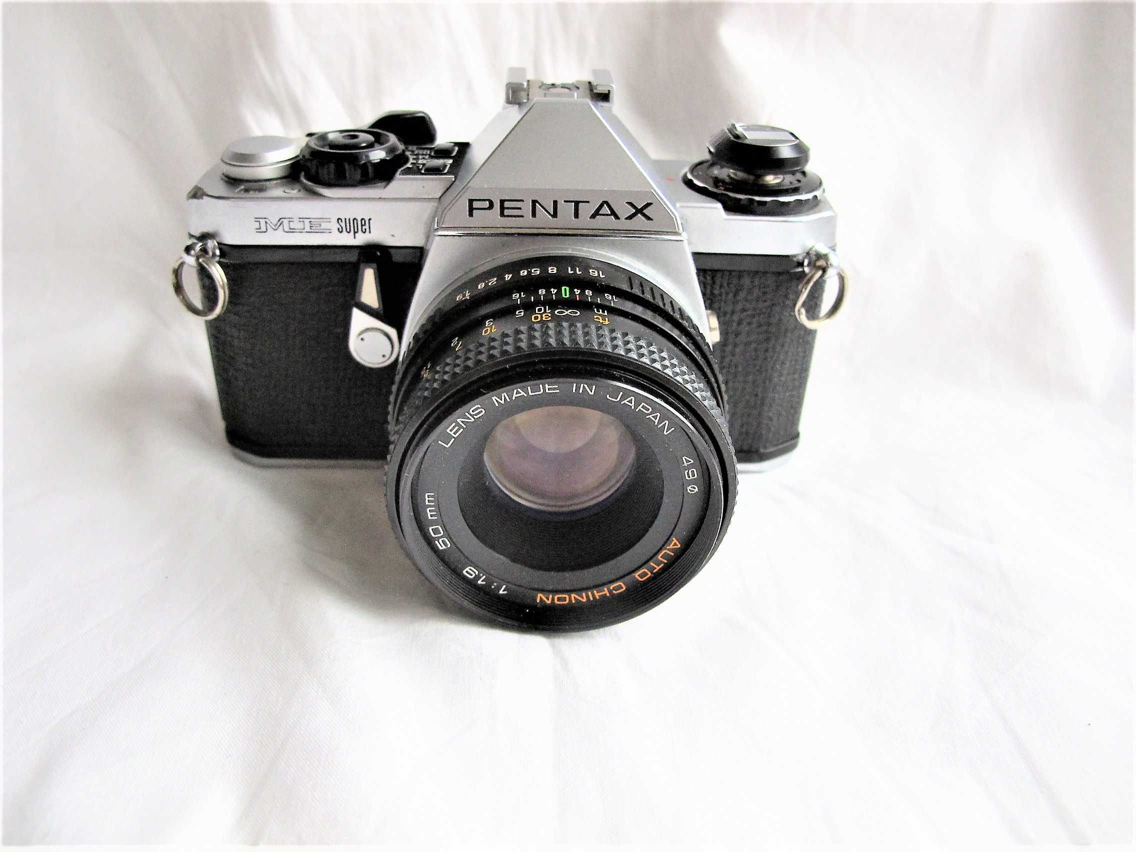 Aparat analogowy Pentax ME Super Obiektyw Auto Chinon 50/1.9 lata 80