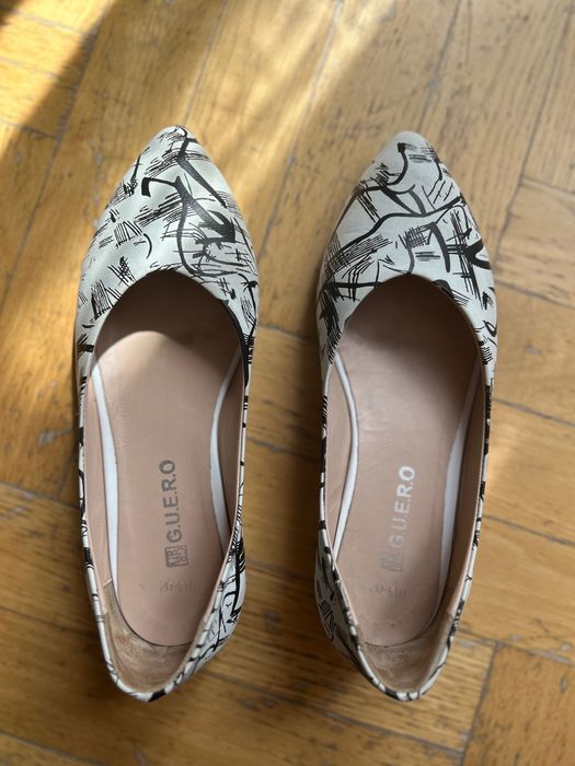 Baleriny damskie skórzane