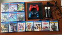 Playstation 4, 2 pady, kamera i 13 gier