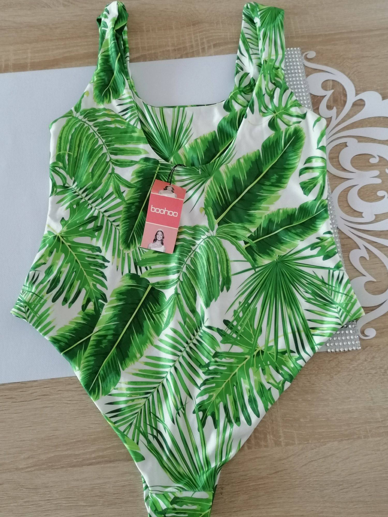Boohoo strój kąpielowy liście ML