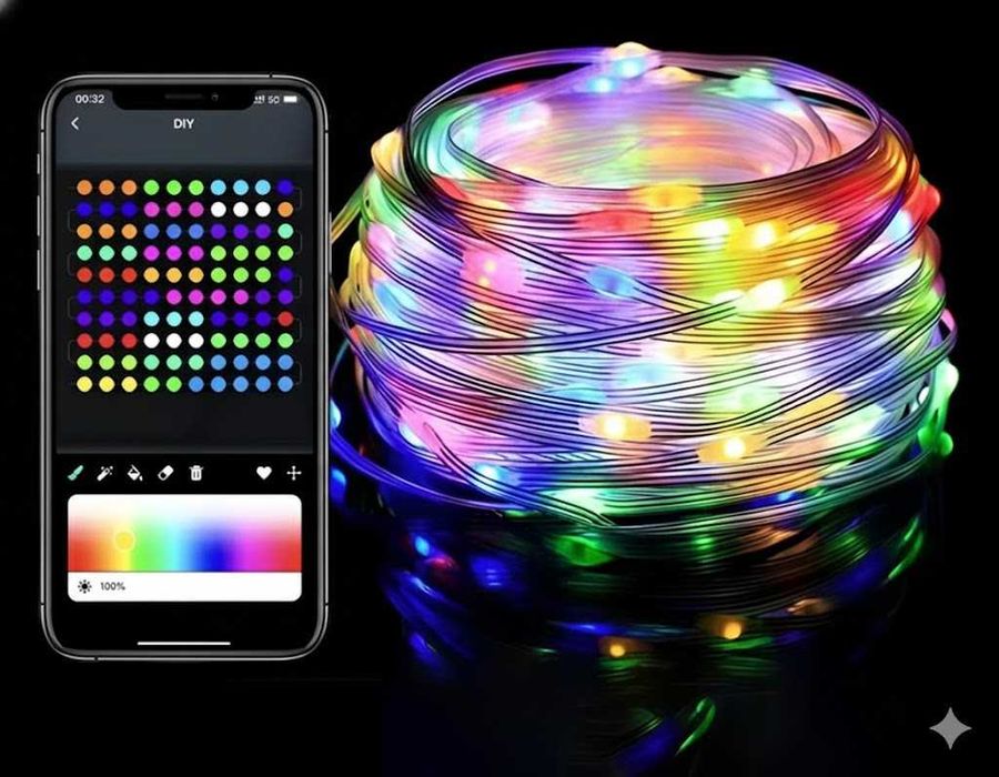 Светодиодная RGB 10м гирлянда на елку или новогоднего декора