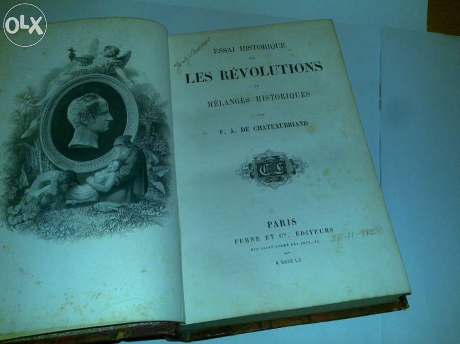 essai historique sur les révolutions (f. a. chateaubriand) 1860 livro