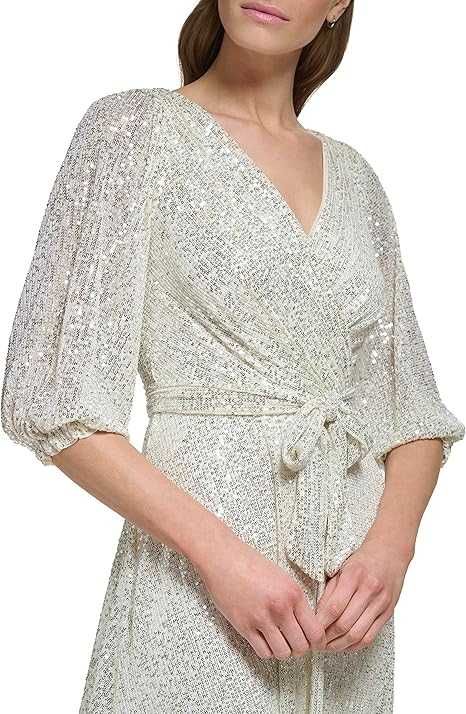piękna błyszcząca sukienka złota cekiny wesele DKNY 40 42 xl 400,-